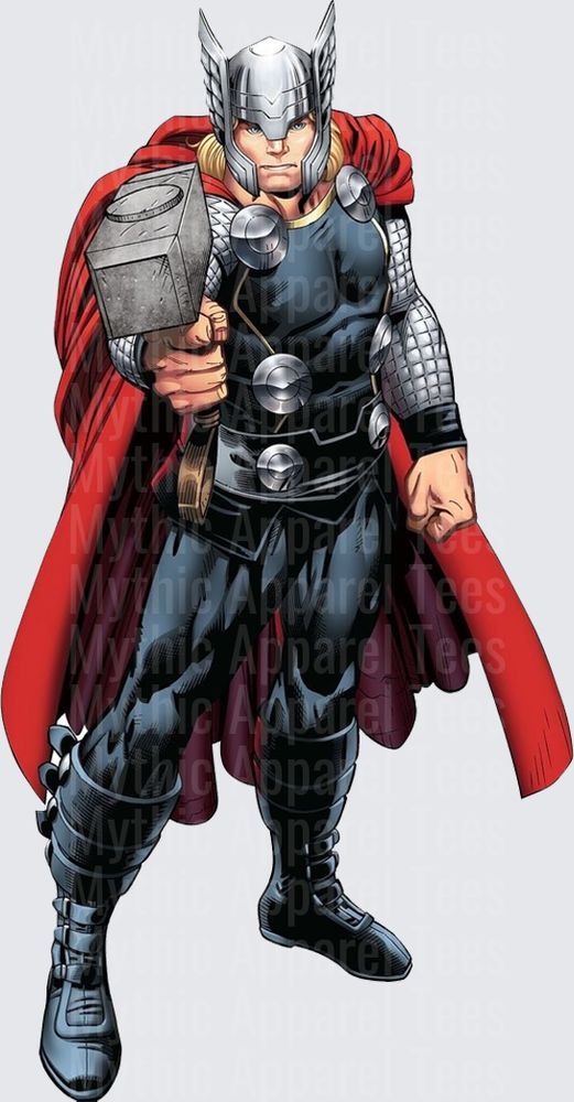 Marvel Super Heroes Thor Wielding Mjolnir Red Cape Comic Art