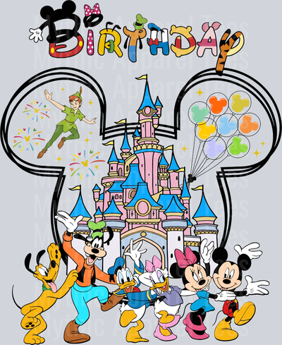 Disney Castle Birthday With Mickey Mouse Crew DTF Disney Transfers