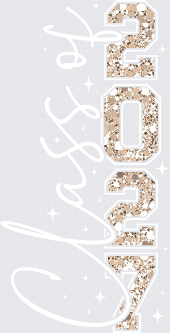 Vertical 2027 Varsity Bold Numbers Neutral Tone Terrazzo Bubble Pattern Graduation Year