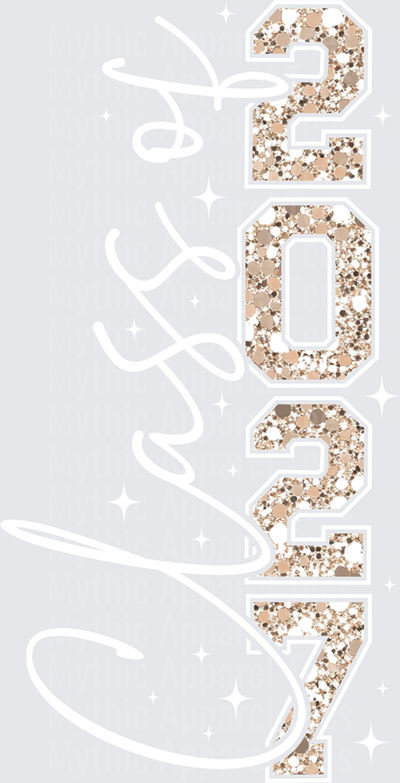 Vertical 2027 Varsity Bold Numbers Neutral Tone Terrazzo Bubble Pattern Graduation Year