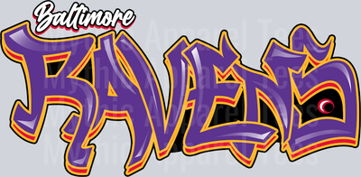 ravens Tri Color Airbrush DTF NFL Transfers