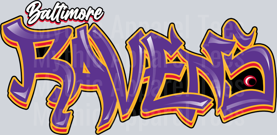 ravens Tri Color Airbrush DTF NFL Transfers