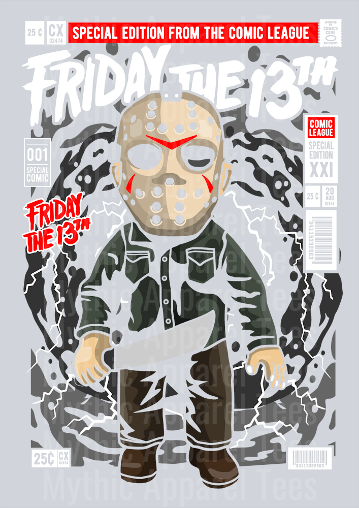 Jason Voorhes Comic Book Cover STYLE DTF Pop Culture Transfers