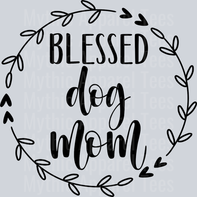 Blessed dog mom wreath Black DTF Dog Transfers