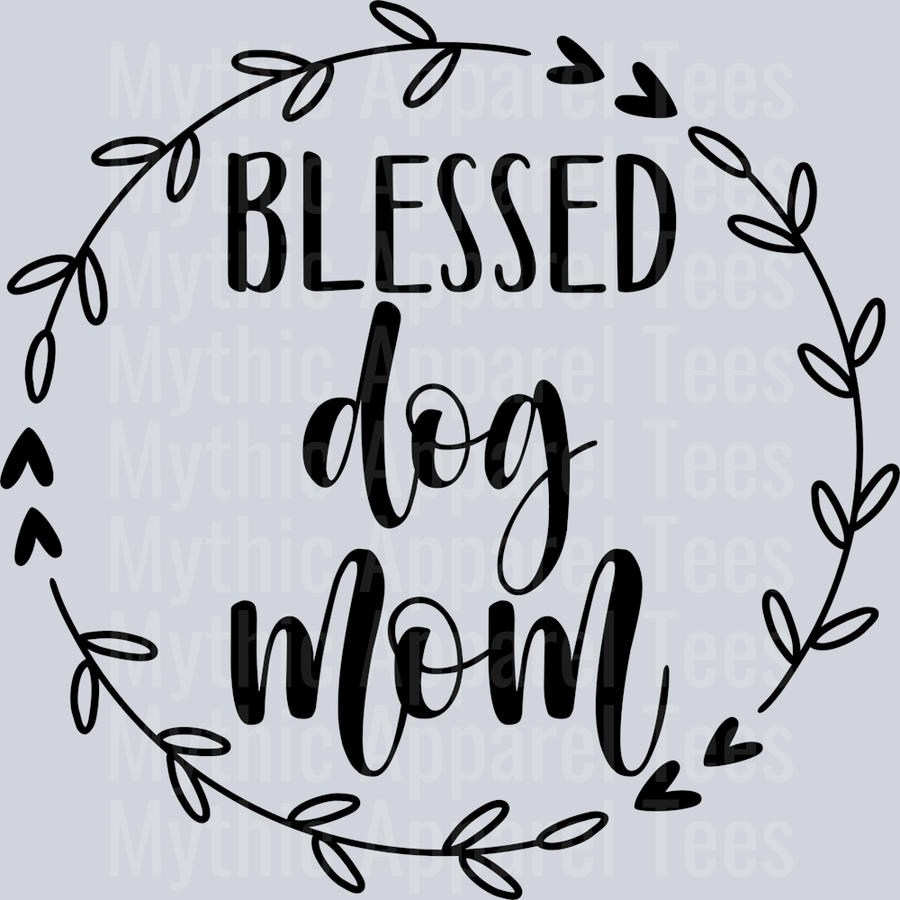 Blessed dog mom wreath Black DTF Dog Transfers