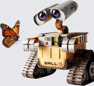 WALL-E Robot Gazing at Monarch Butterfly Pixar Character Design
