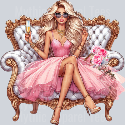 8 Glam Champagne Drinking Girl DTF Glam Transfers