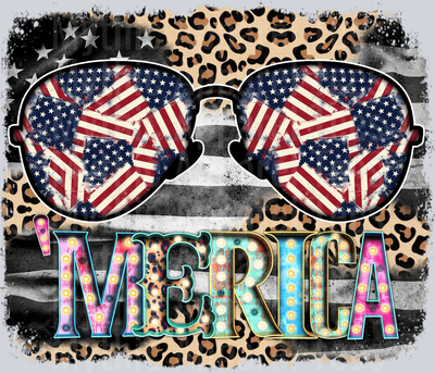 Merica Glasses Cheetah 4th of July DTF Patriotic Transfers