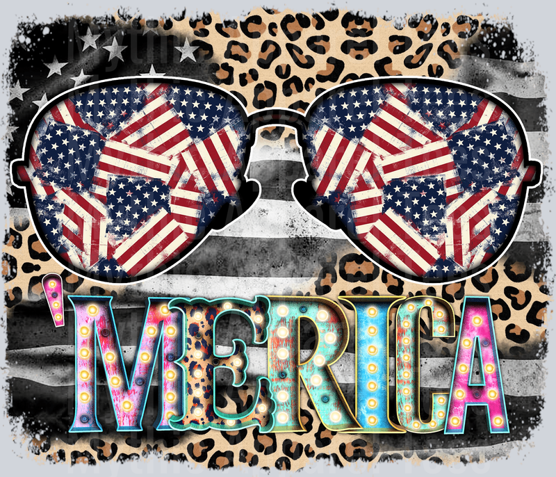 Merica Glasses Cheetah 4th of July DTF Patriotic Transfers