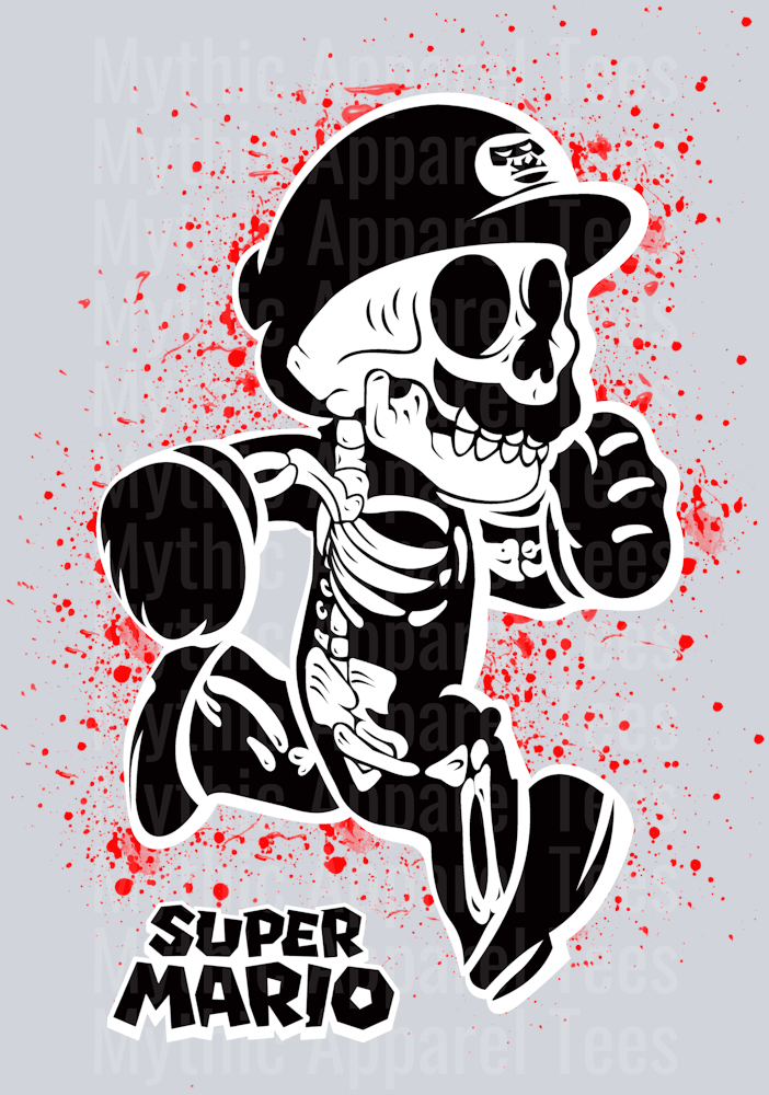 Super Mario Skelly DTF Pop Culture Transfers