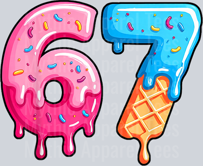 Six Seven Ice Cream Drip Sports Cool Meme 67 Funny Number T-Shirt