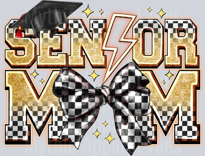 Senior Mom Coquette Gold and Checker