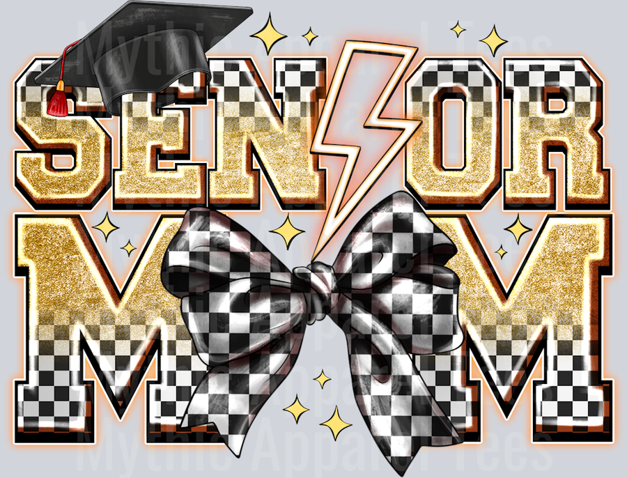 Senior Mom Coquette Gold and Checker