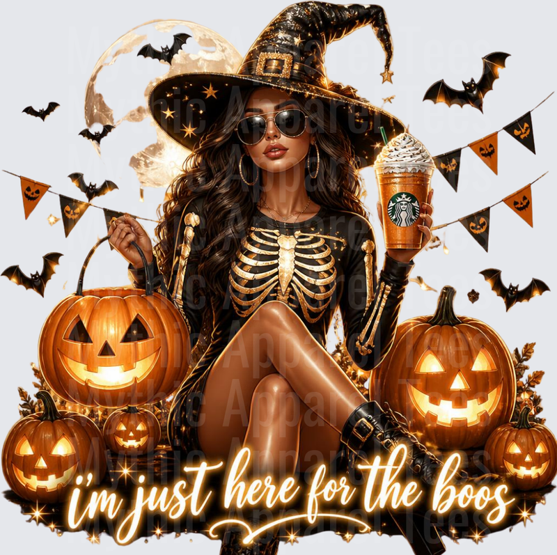 Halloween Witch Babe Starbucks I'm Just Here For The Boos