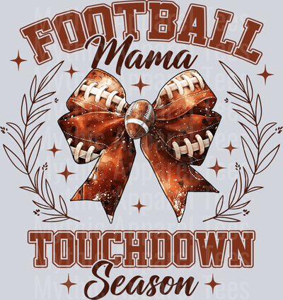 Football Mama touchdown season 2 light crest with leather ribbon DTF Football Transfers