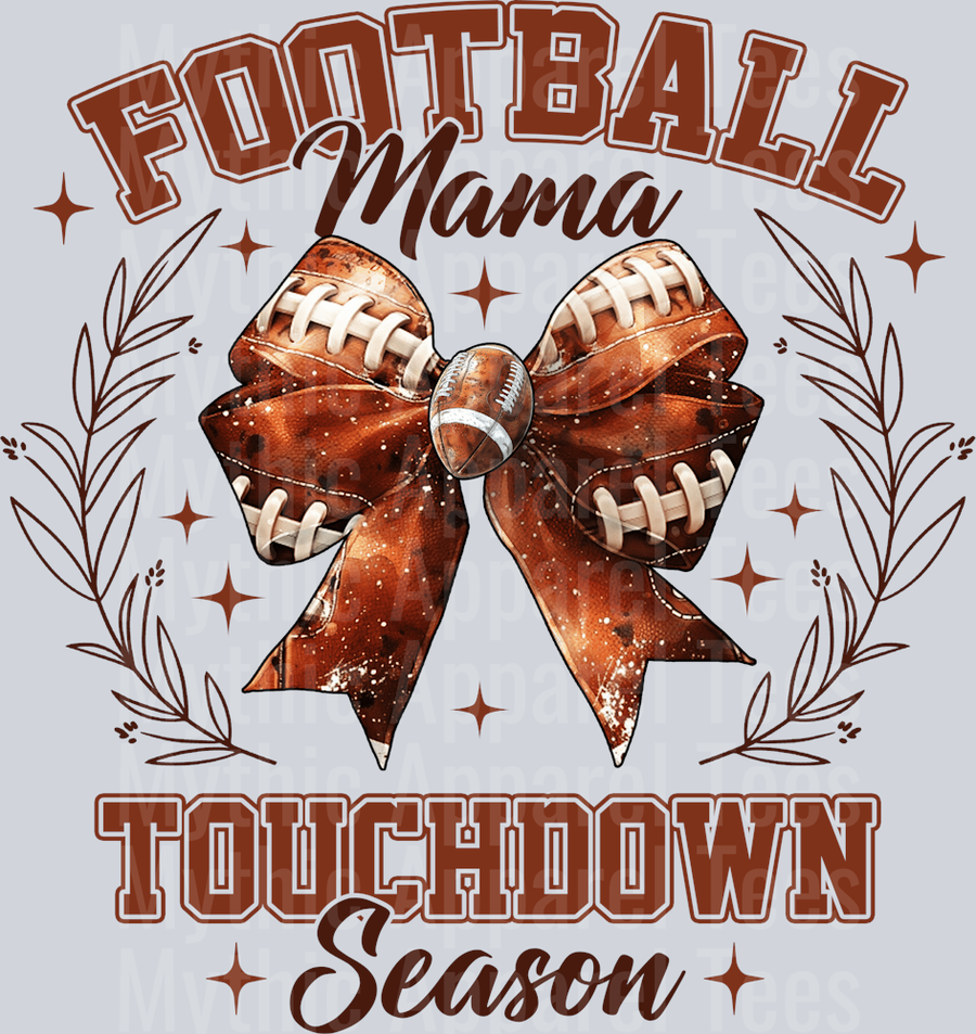 Football Mama touchdown season 2 light crest with leather ribbon DTF Football Transfers