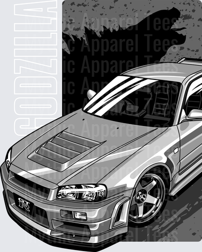 Drifting and Muscle Cars Nissan Skyline R34 GTR with Godzilla Shadow
