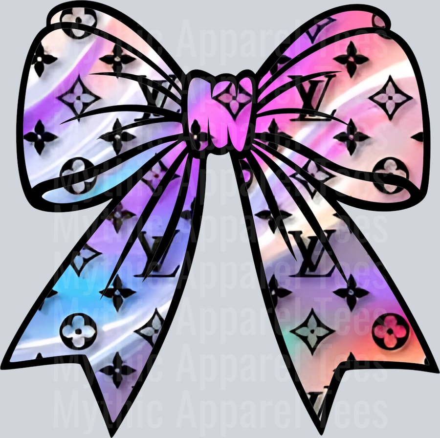 Iridescent Louis Vuitton Bow Holographic style Bow DTF Luis Vuitton Transfers
