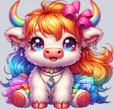 AZ780 Rainbow Highland Cow