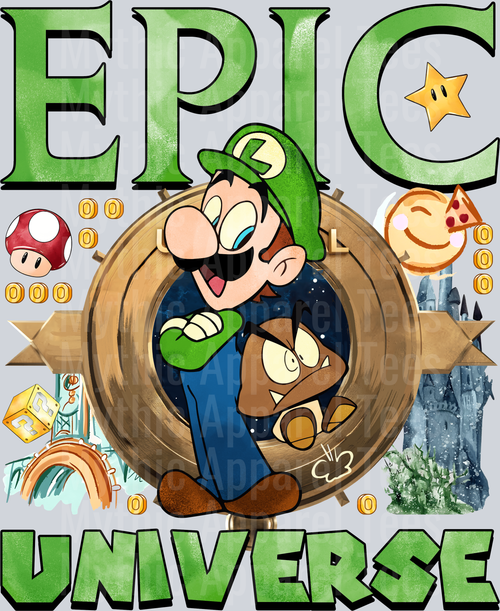 Epic universe mario Luigi DTF Epic Park Transfers