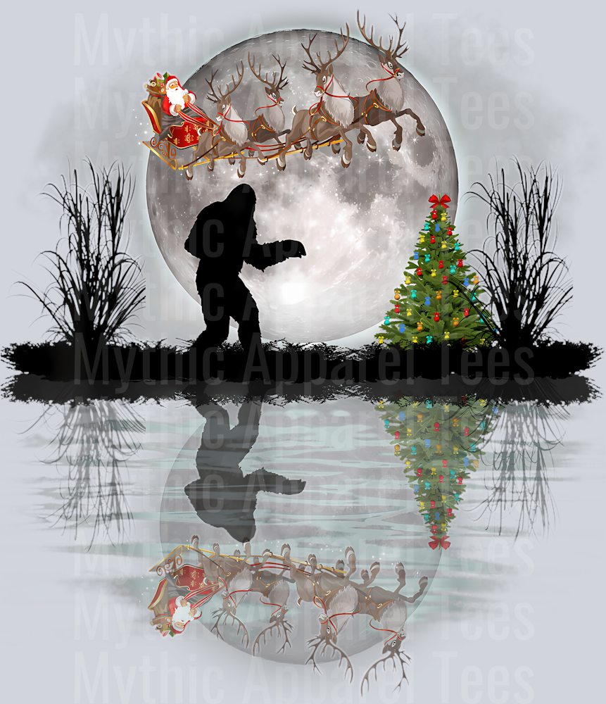 22 Funny Bigfoot Christmas Santa Sleigh Reindeer T-Shirt