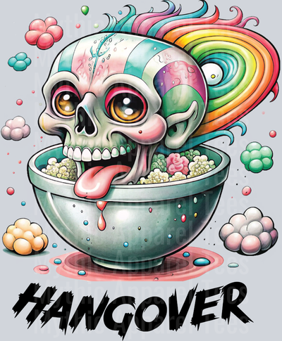 Hangover skull rainbow hair DTF Skull Transfers