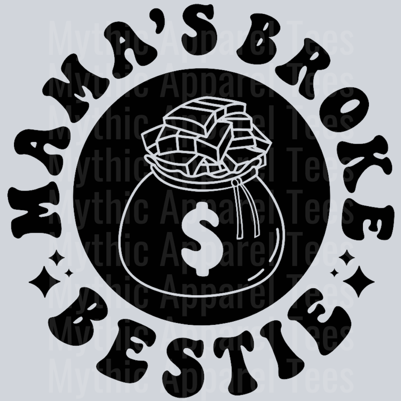 Mamas Broke Bestie Pocket Design Wavy Retro Funny Designs