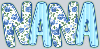 NaNa Light Blue Floral DTF NaNa Transfers