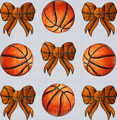 Basketball and bows cute DTF Sports Transfers
