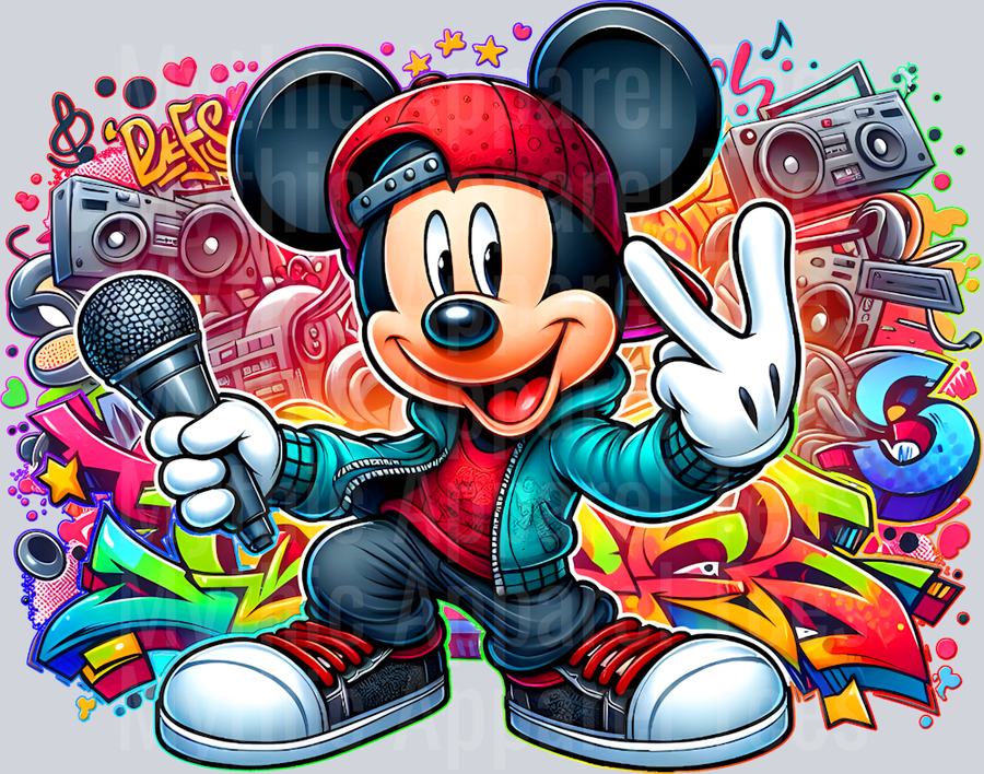 Mickey Mouse Peace Sign Graffiti DTF Pop Culture Transfers