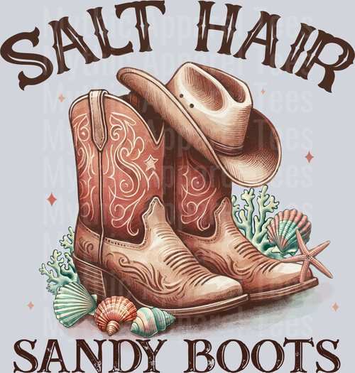Salt Hair Sandy Boots Retro DTF Western Girl Transfers