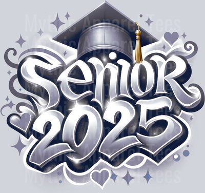 001 Airbrushed Senior 2025 GRAY DTF 2025 Senior Graduation Transfers