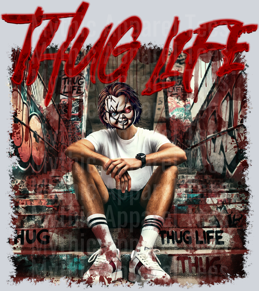 Chucky Bloody Steps on stairs Horror Movie DTF Thug Life Transfers