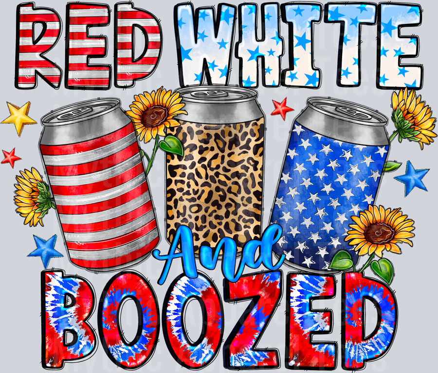 Red White And Boozed 2 4th of july DTF Patriotic Transfers