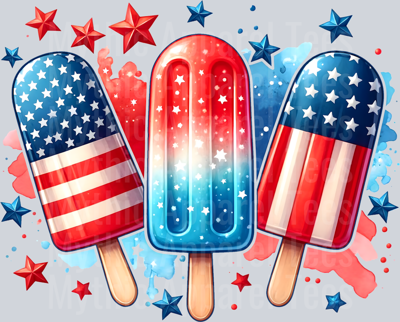 Red White ice cream Red White and Blue Patriotic DTF 4th of July Transfers
