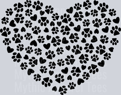 Dog paw heart paw print DTF Dog Transfers