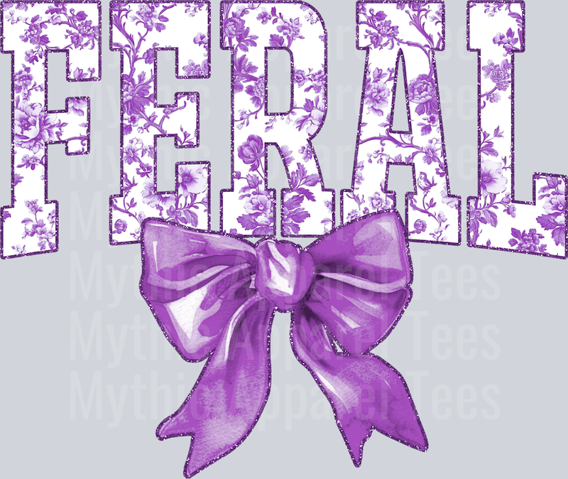 Lavender Feral College Font With Bow Floral Pattern Feral Life