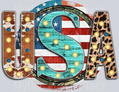 Western Usa Wood Flag 4th of July DTF Patriotic Transfers