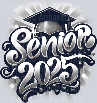 002 Airbrushed Senior 2025 Gray DTF 2025 Senior Graduation Transfers