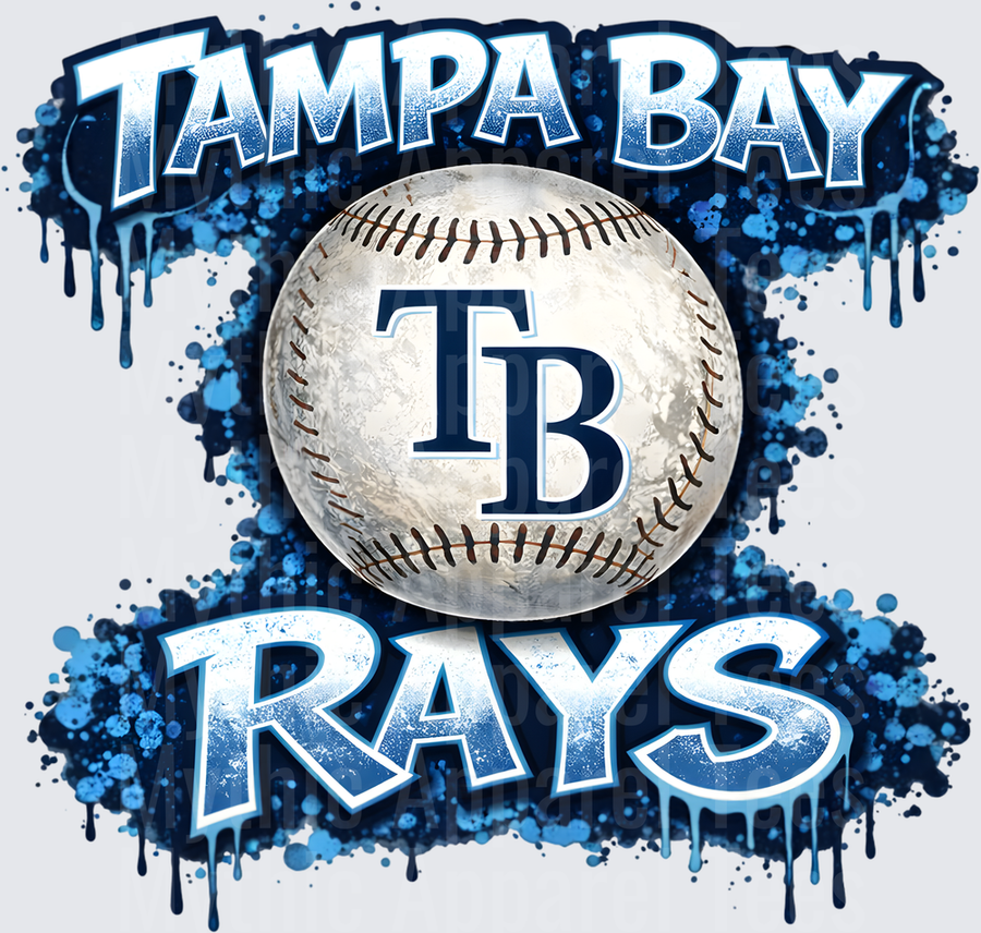 MLB Transfers Tampa Bay Rays Baseball Grunge Splatter Design