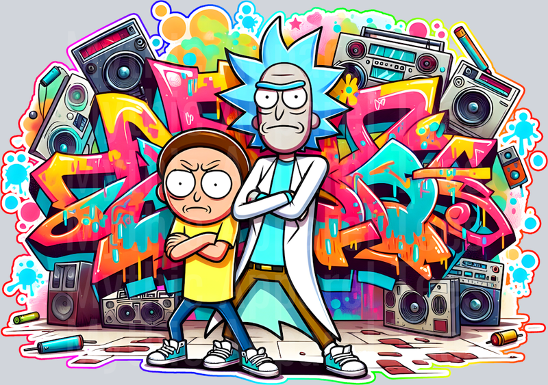 Rick and Morty Graffiti DTF Pop Culture Transfers