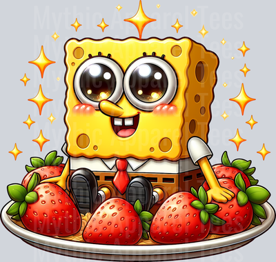 Sponge Bob Strawberry Plate DTF Sponge Bob Transfers