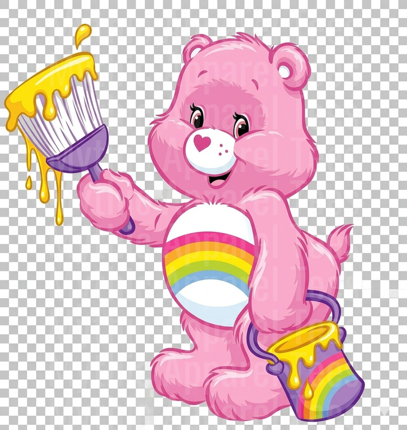 Care Bears Cheer Bear Painting Rainbow with Yellow Paint Brush