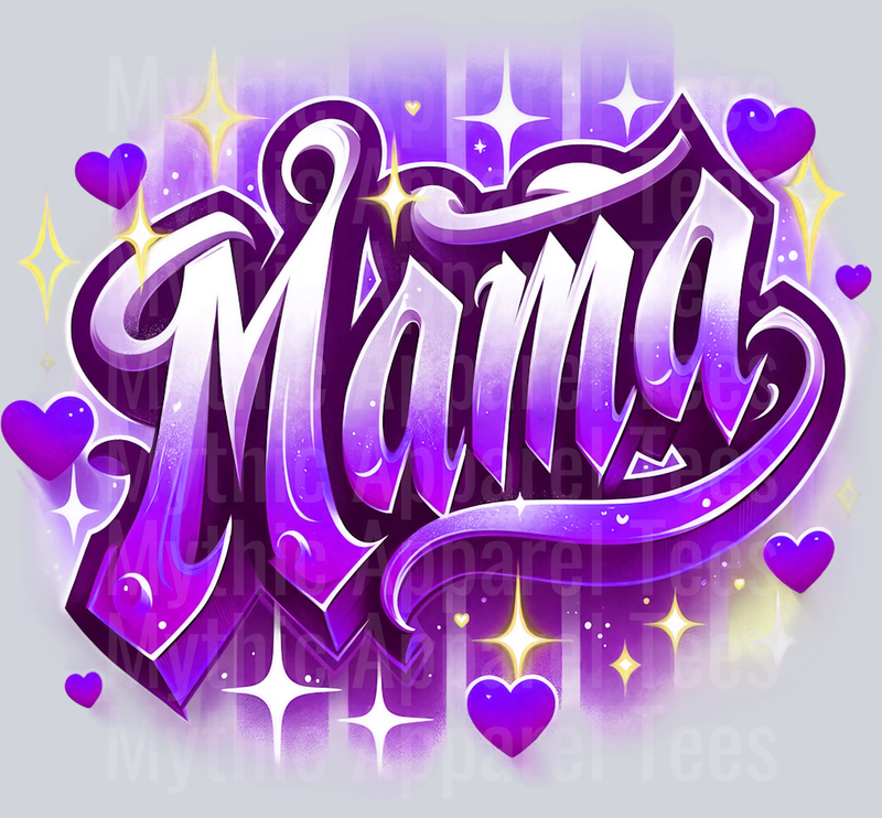 Mama Airbrushed Purple DTF MOM Transfers