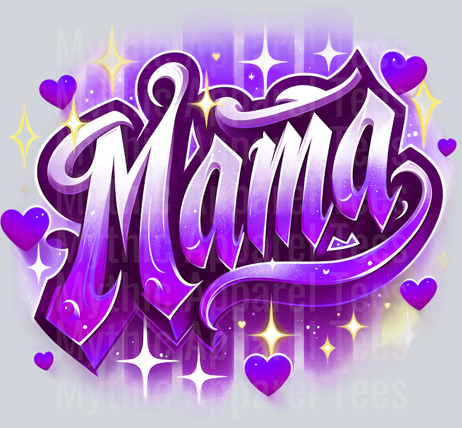 Mama Airbrushed Purple DTF MOM Transfers