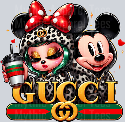 Big Gold Letters GUCCI Leopard print jacket Disney DTF Gucci Disney Transfers