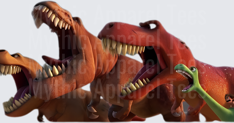 The Good Dinosaur Arlo and T-Rex Ranch Dinosaur Pack Roaring Group Scene