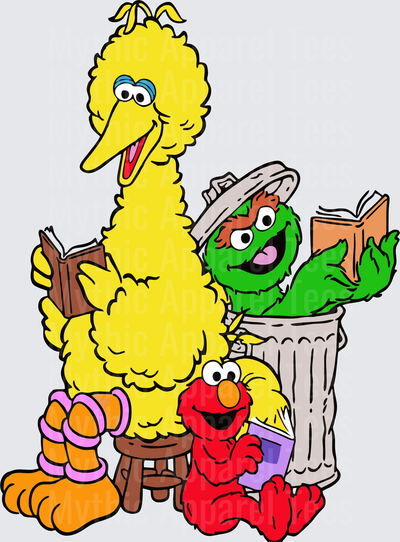 Sesame Street Big Bird Elmo Oscar the Grouch Reading Books