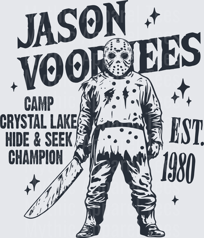 Jason Voorhees Camp Crystal Lake Hide & Seek Champion Est. 1980 Friday the 13th Horror Graphic