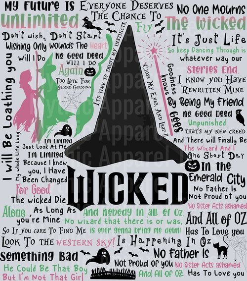 Wicked Word Collage DTF Wicked Transfers